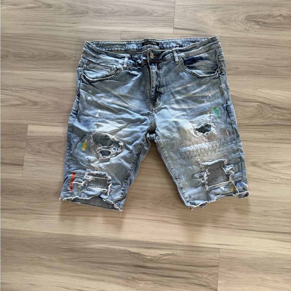 Embellish Distressed Light Blue Denim Men’s Shorts